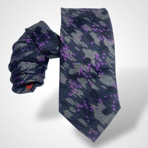 VTG Francesco Smalto Paris 100% Silk Tie Necktie Abstract Gray Purple Hand Made